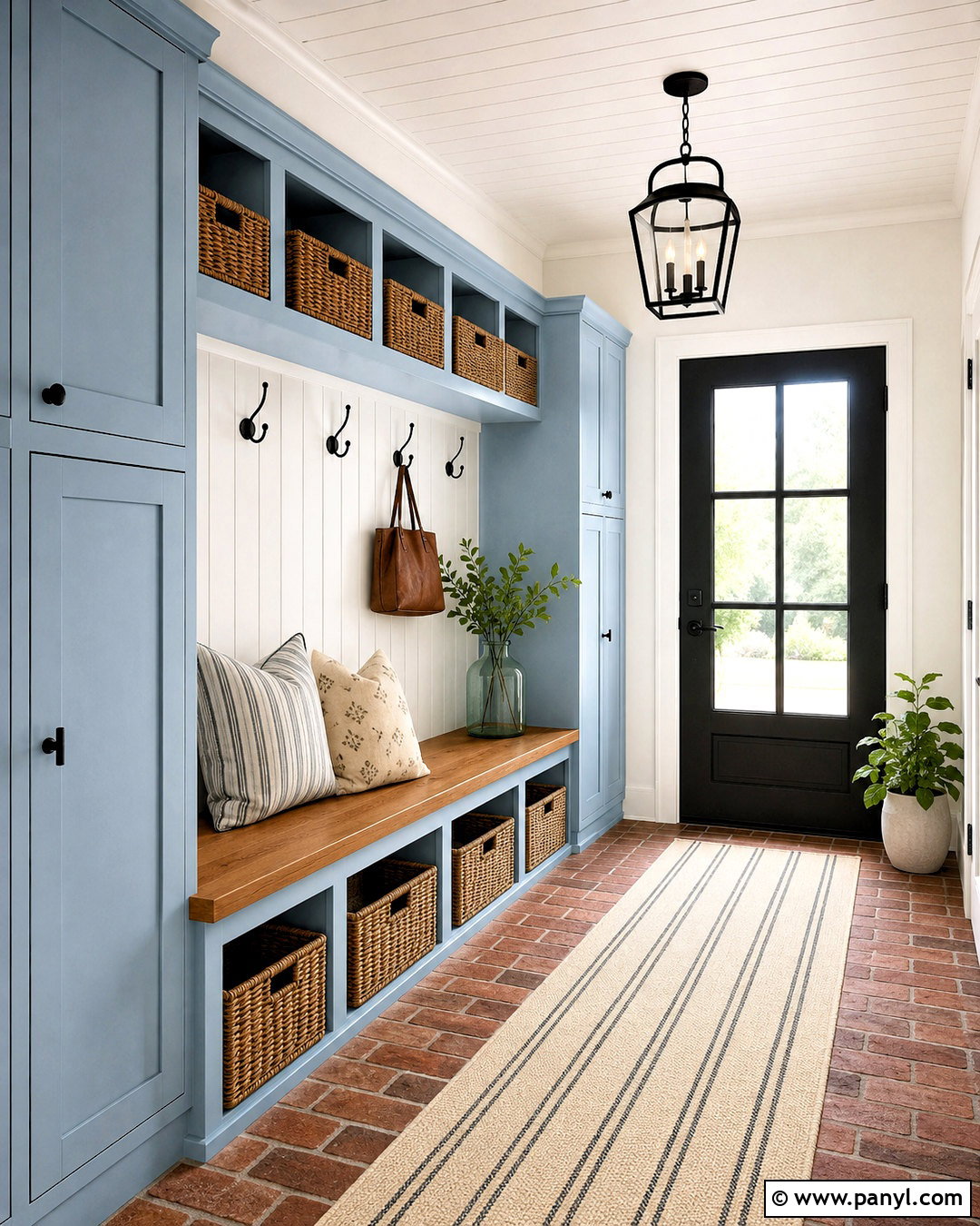 Light Blue Farmhouse Mudroom - 20 blue mudroom ideas