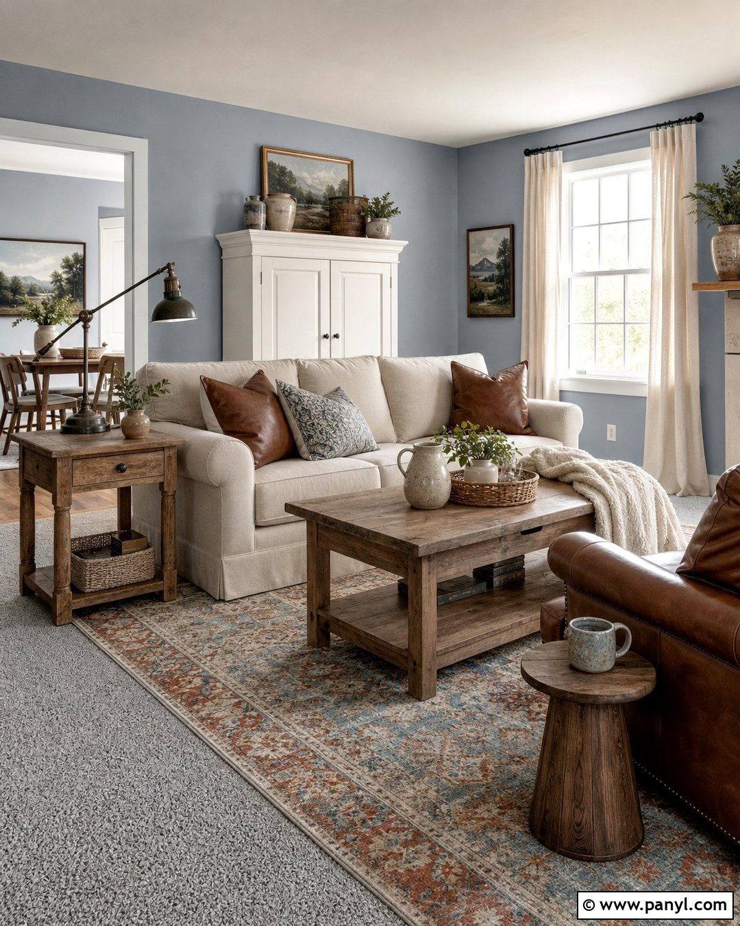 Light Blue Farmhouse Room With Grey Carpet - 20 Light Blue Walls Grey Carpet Ideas