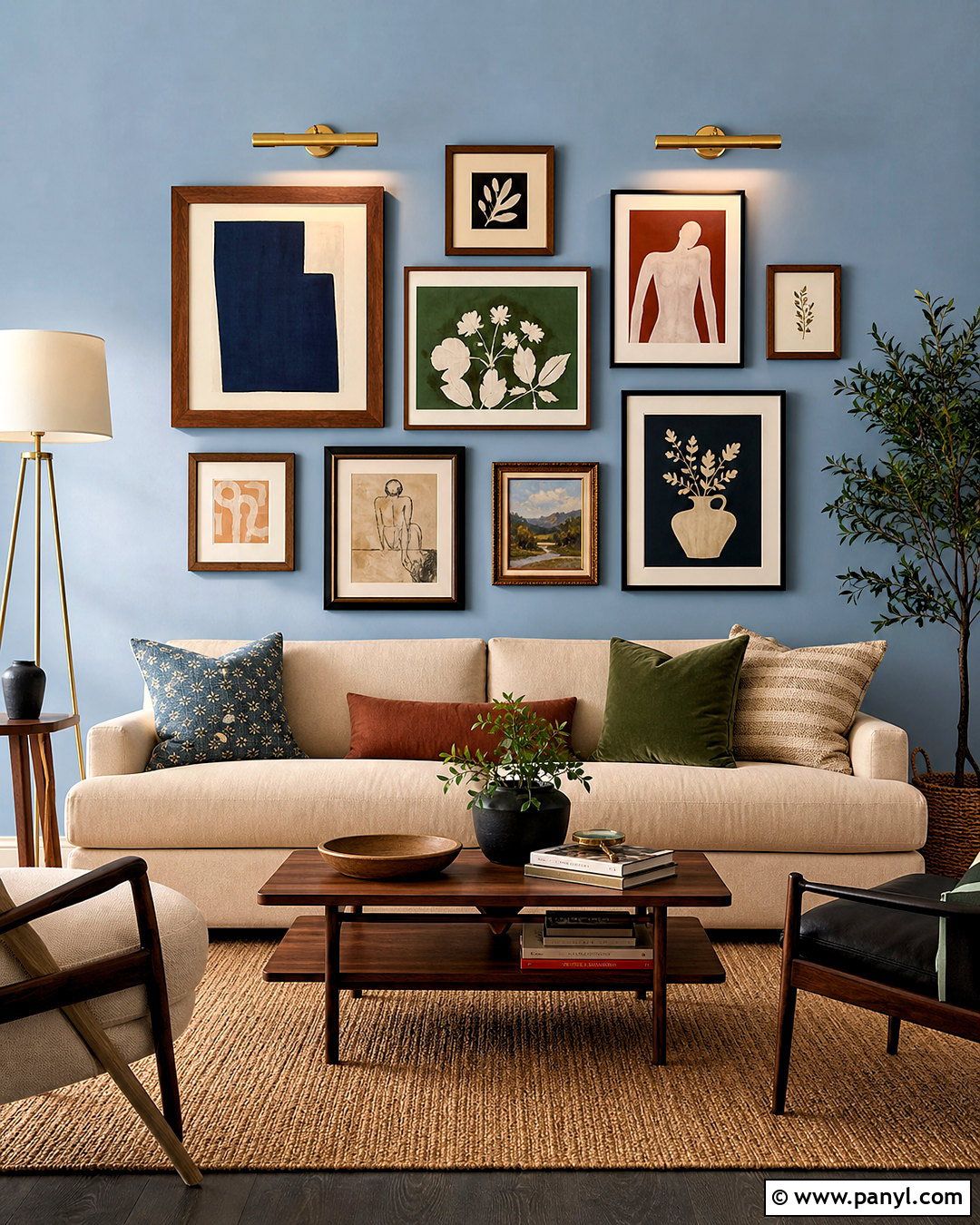 Light Blue Gallery Wall Living Room - 20 light blue accent wall living room ideas