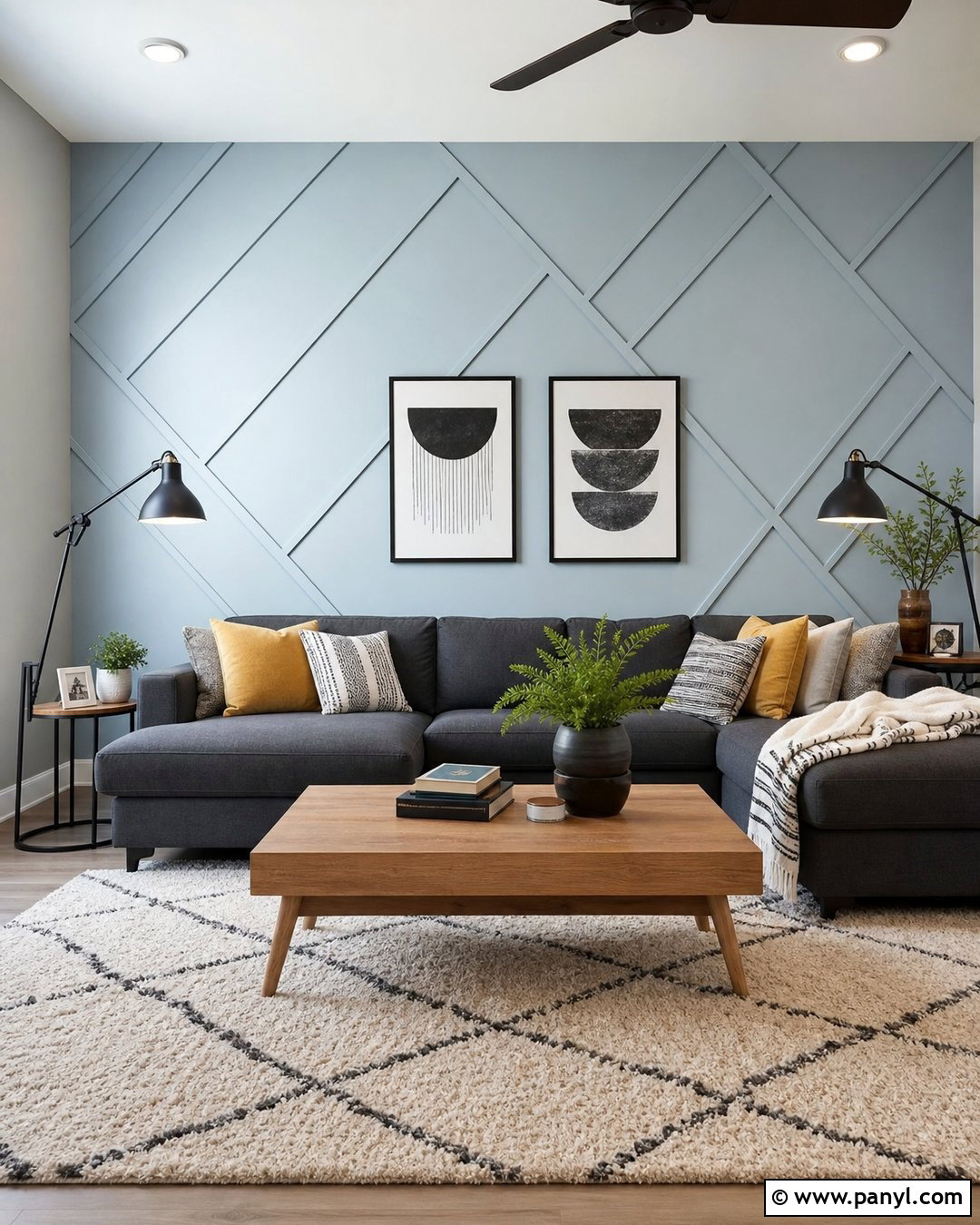 Light Blue Geometric Accent Wall - 35 light blue accent wall ideas