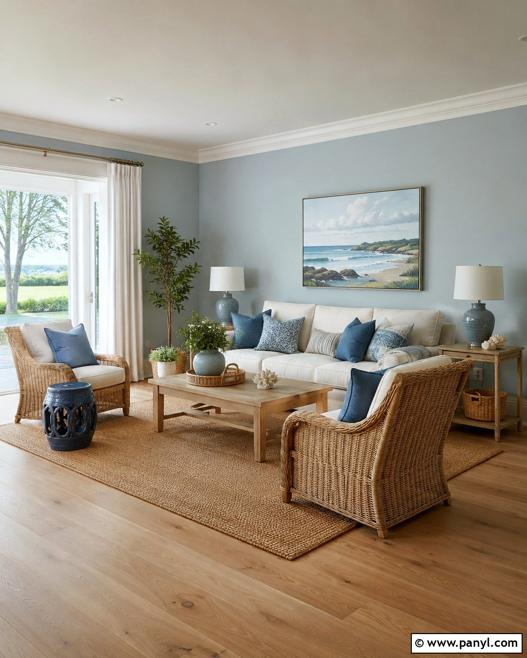 Light Blue Gray Coastal Living Room - 20 Light Blue Gray Wall Color Ideas