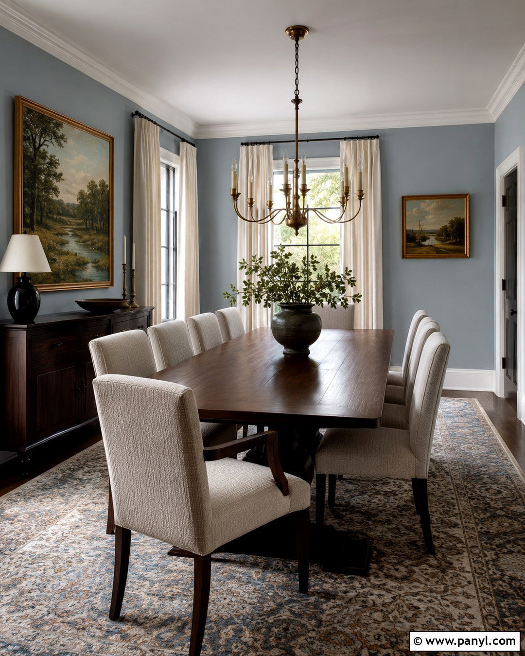 Light Blue Gray Dining Room With Dark Furniture - 20 Light Blue Gray Wall Color Ideas