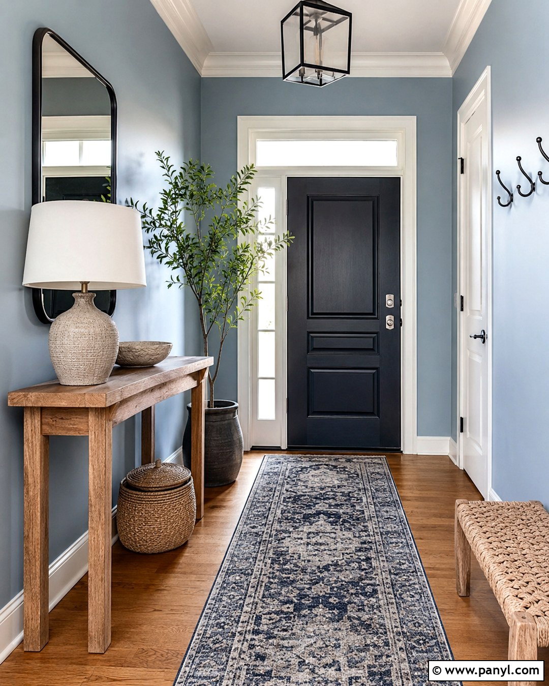Light Blue Gray Entryway With White Trim - 20 Light Blue Gray Wall Color Ideas