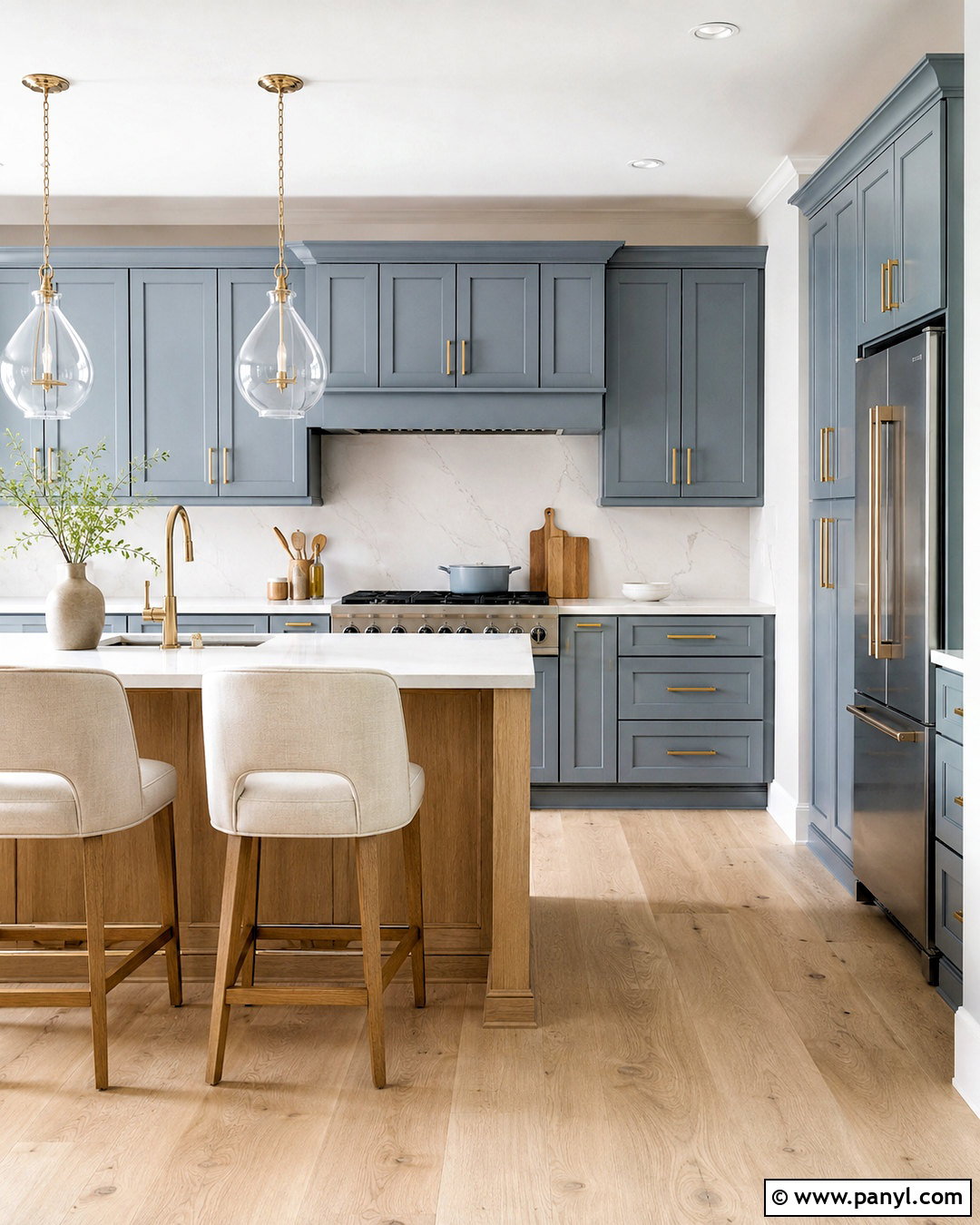 Light Blue Gray Kitchen Cabinets With White Quartz - 20 blue gray kitchen cabinets