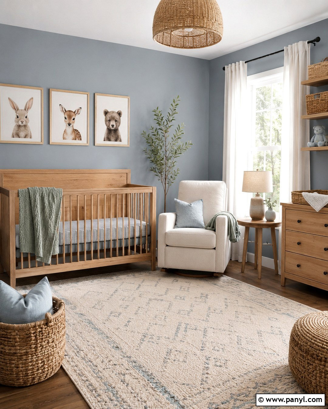 Light Blue Gray Nursery With Natural Wood - 20 Light Blue Gray Wall Color Ideas