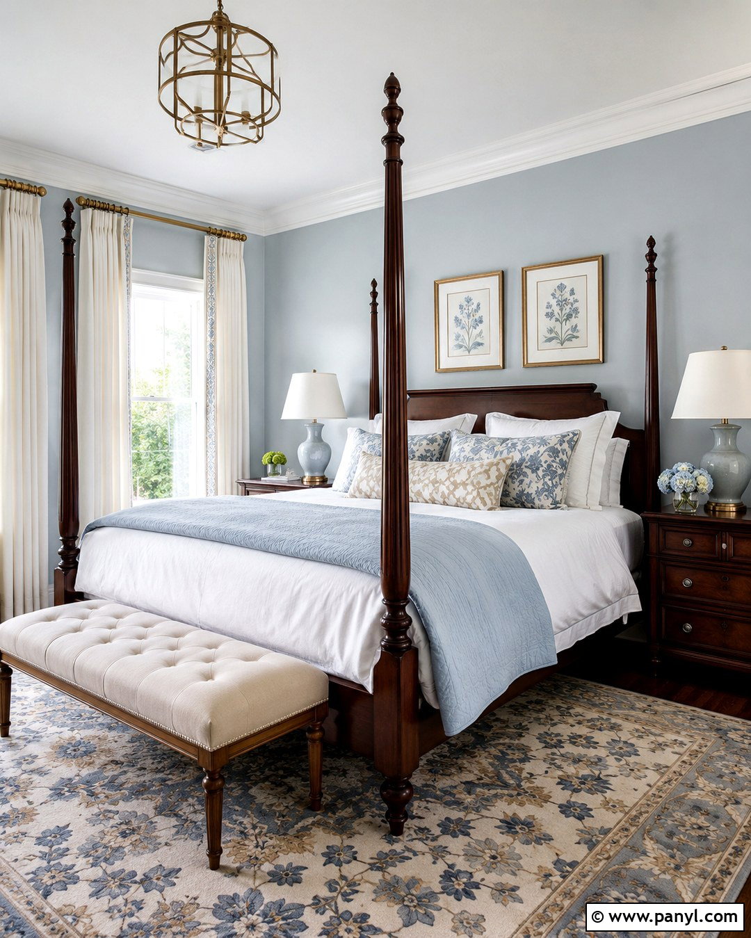 Light Blue Gray Traditional Bedroom - 20 Light Blue Gray Wall Color Ideas
