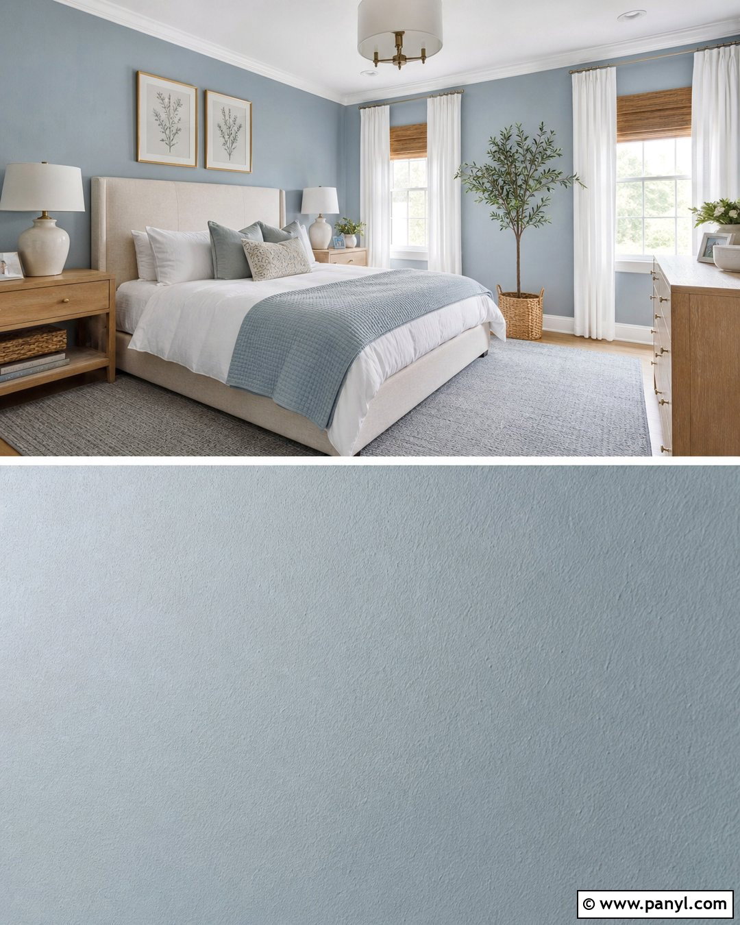 Light Blue-Grey Bedroom Walls With White Bedding - 20 Light Blue-Grey Walls