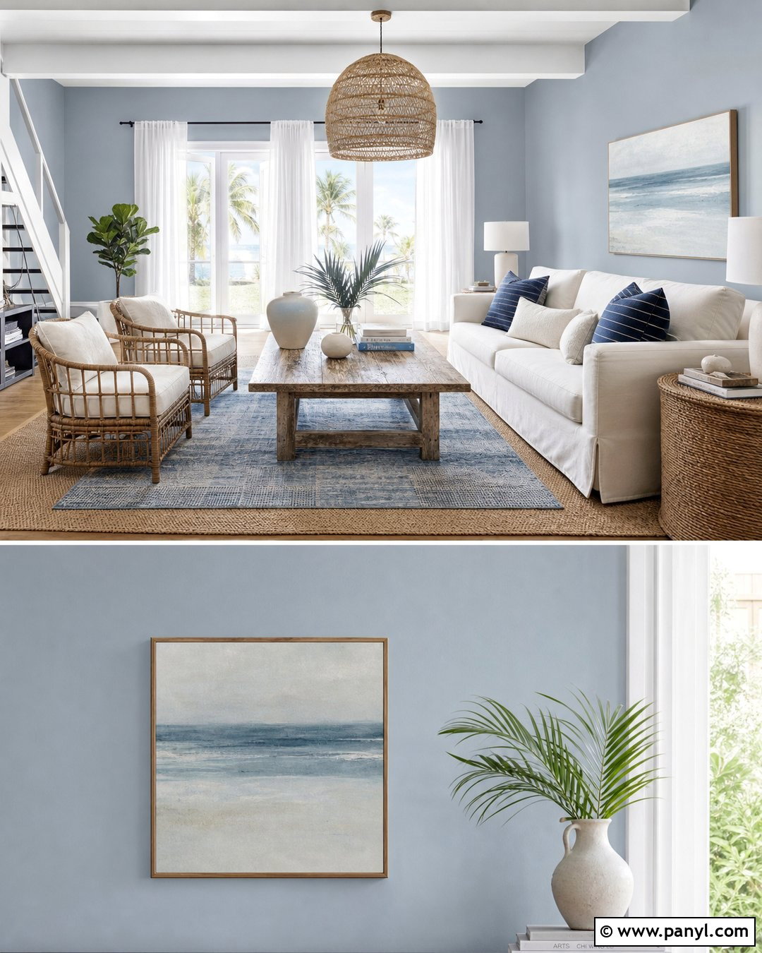 Light Blue-Grey Coastal Living Room Walls - 20 Light Blue-Grey Walls