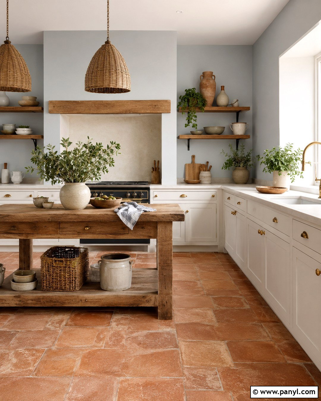 Light Blue Grey Kitchen Walls With Terracotta Floors - 20 Light Blue Grey Kitchen Walls