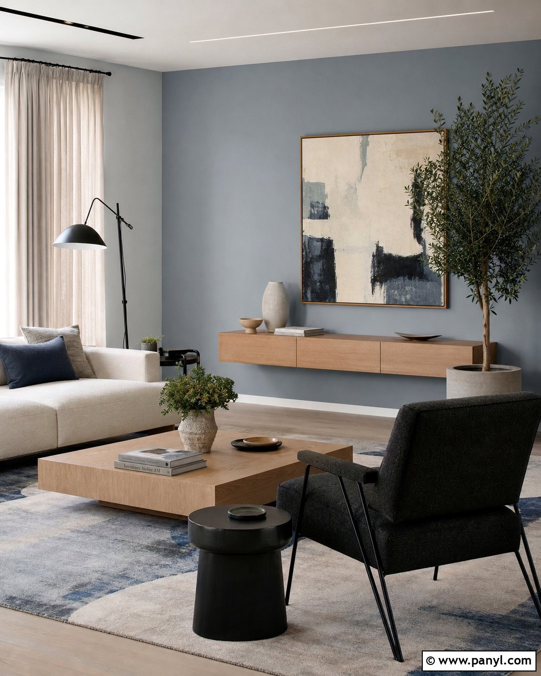 Light Blue-Grey Modern Living Room Walls - 20 Light Blue-Grey Walls