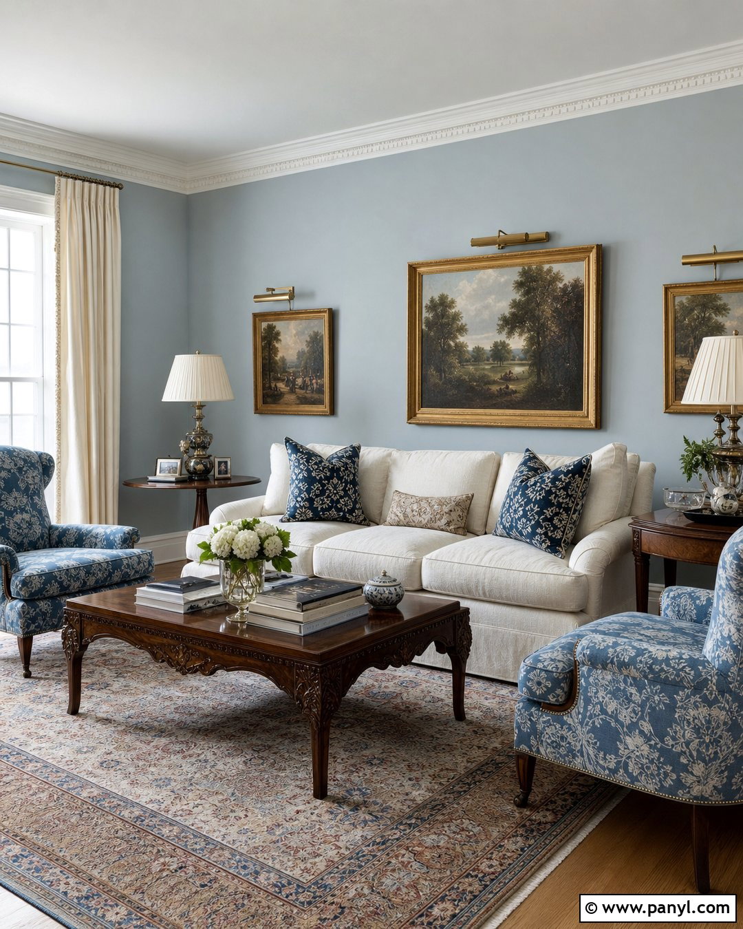 Light Blue-Grey Traditional Sitting Room Walls - 20 Light Blue-Grey Walls