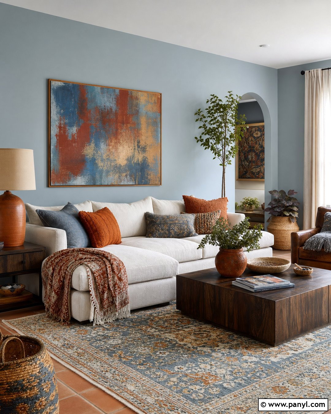 Light Blue-Grey Walls With Terracotta Decor - 20 Light Blue-Grey Walls