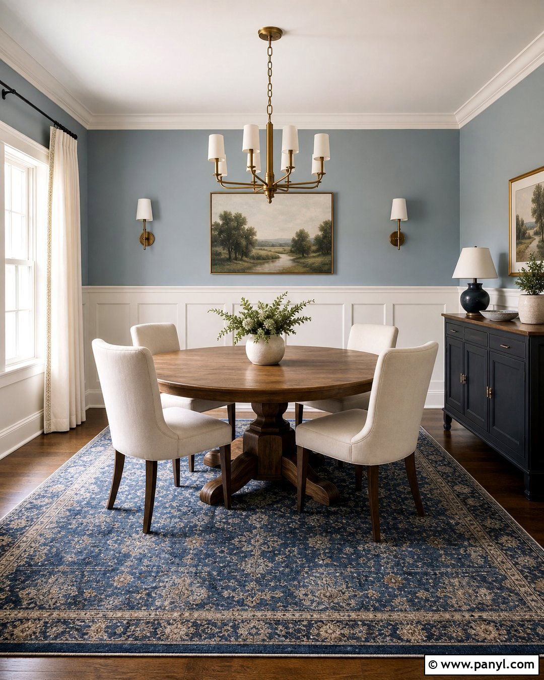 Light Blue-Grey Walls With White Paneling - 20 Light Blue-Grey Walls