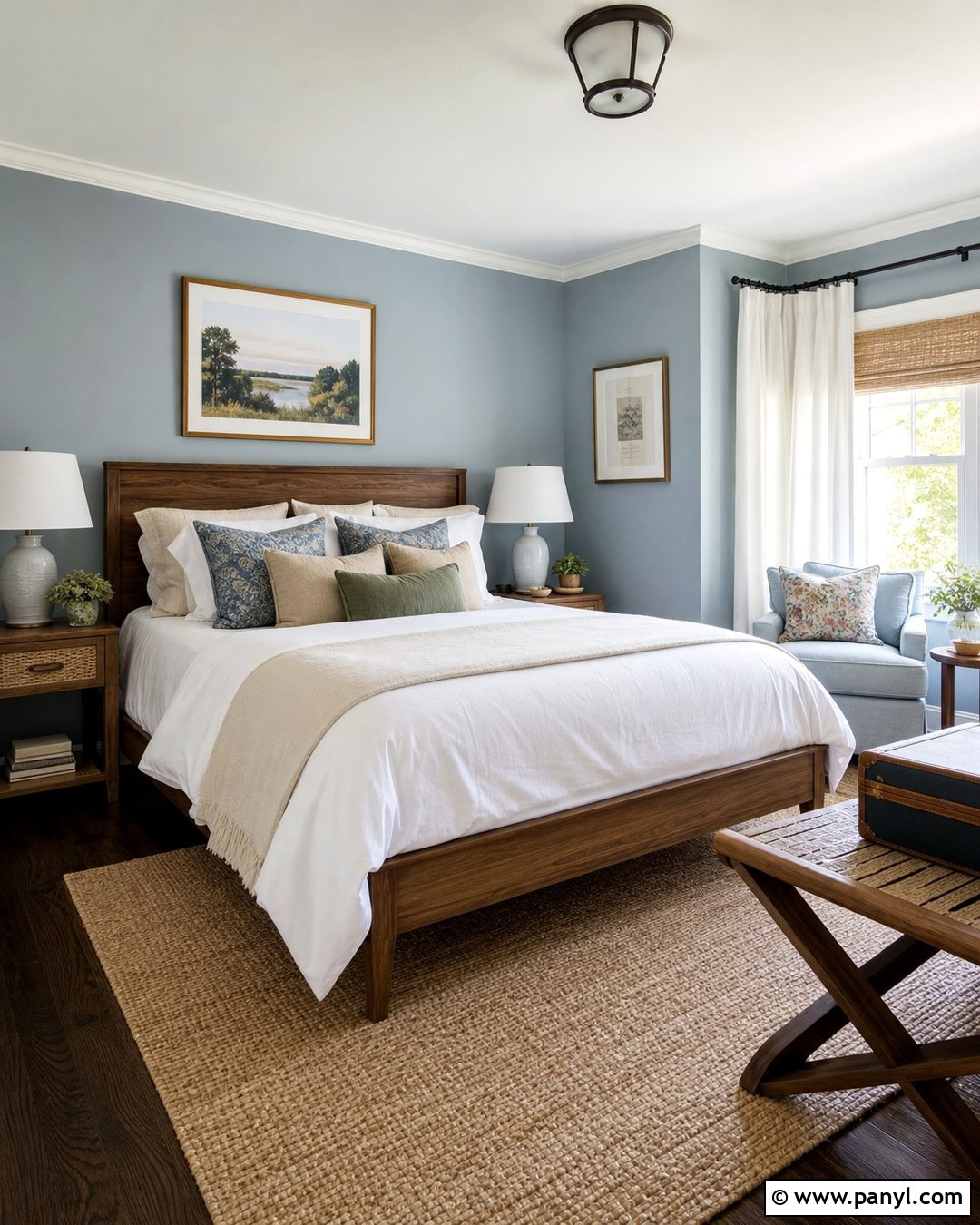 Light Blue Guest Bedroom With Dark Floors - 20 Light Blue Walls With Dark Floors