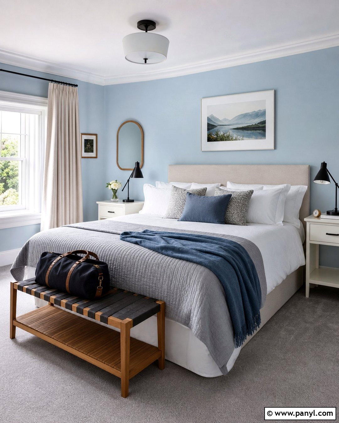 Light Blue Guest Room With Grey Carpet - 20 Light Blue Walls Grey Carpet Ideas