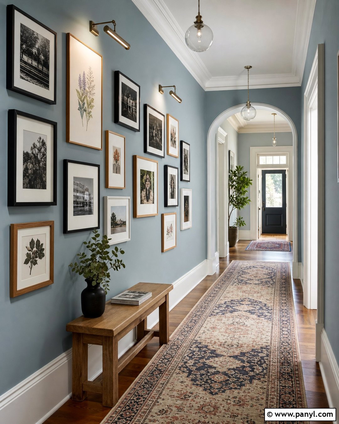 Light Blue Hallway Gallery Wall - 35 light blue accent wall ideas