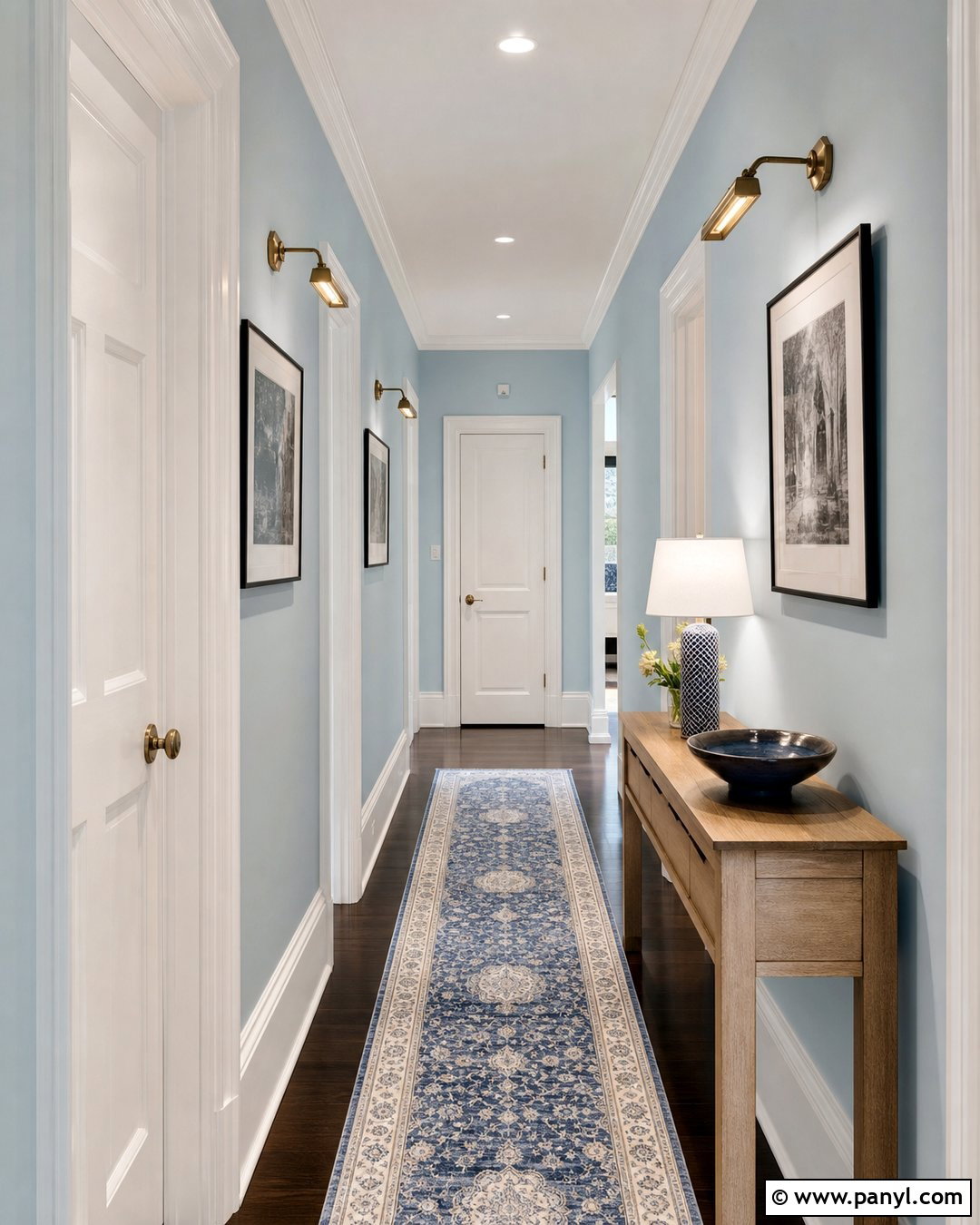 Light Blue Hallway With Dark Wood Floors - 20 Light Blue Walls With Dark Floors