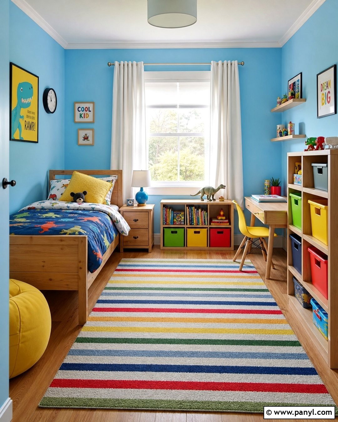 Light Blue Kids Room With Colorful Accents - 35 Light Blue Wall Color Ideas