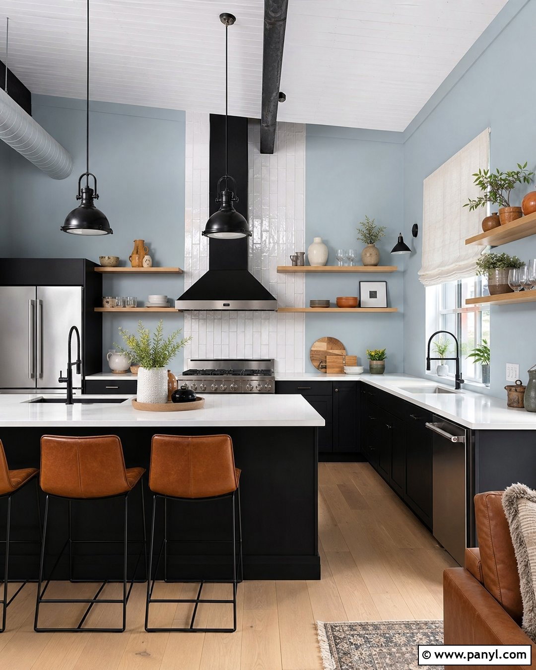 Light Blue Kitchen Walls With Black Cabinets - 25 Light Blue Walls Kitchen Ideas