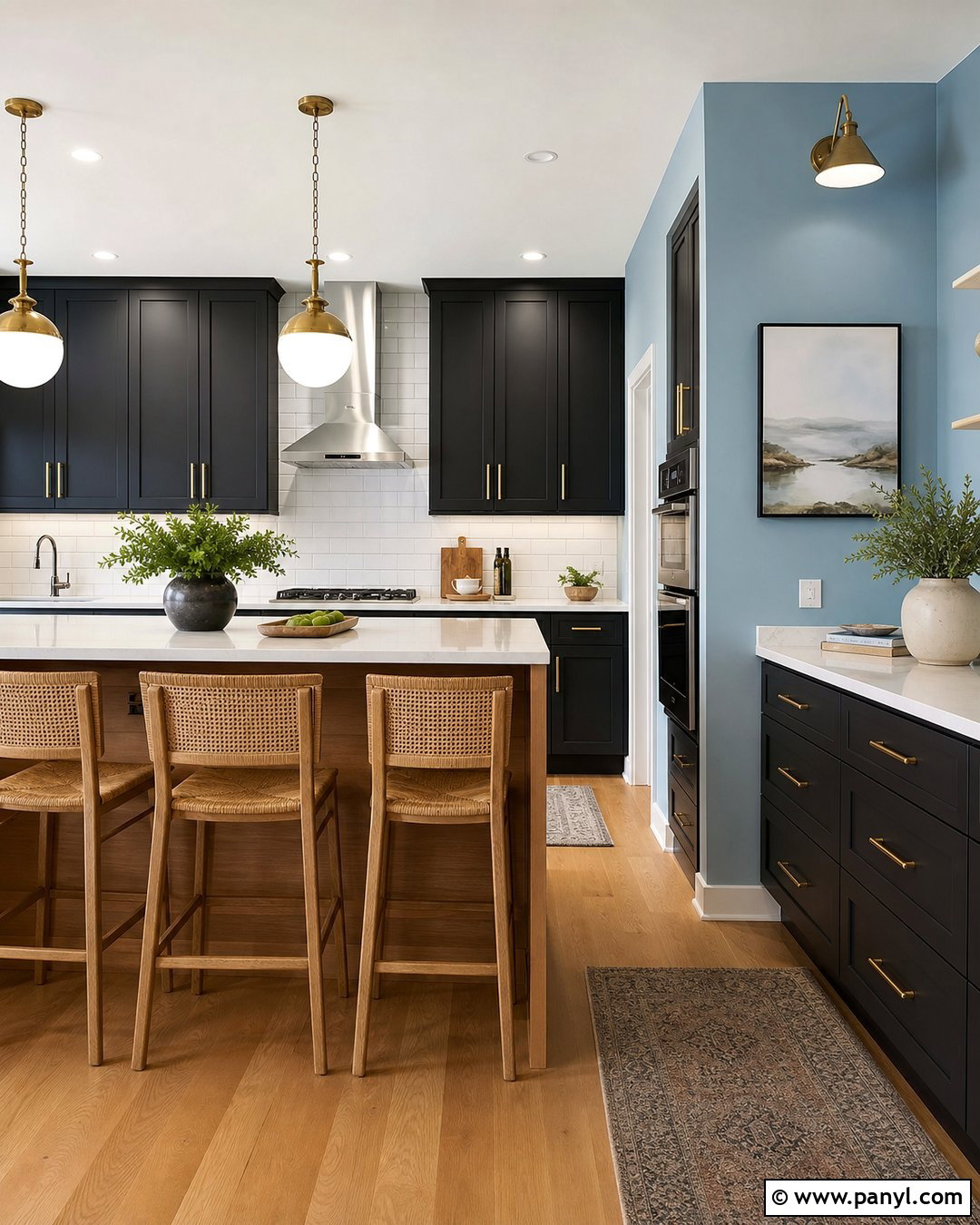 Light Blue Kitchen Walls With Black Cabinets - 20 Blue Kitchen Walls With Dark Cabinets