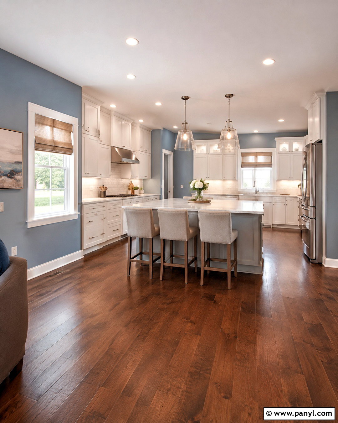 Light Blue Kitchen Walls With Dark Wood Floors - 40 light blue kitchen walls