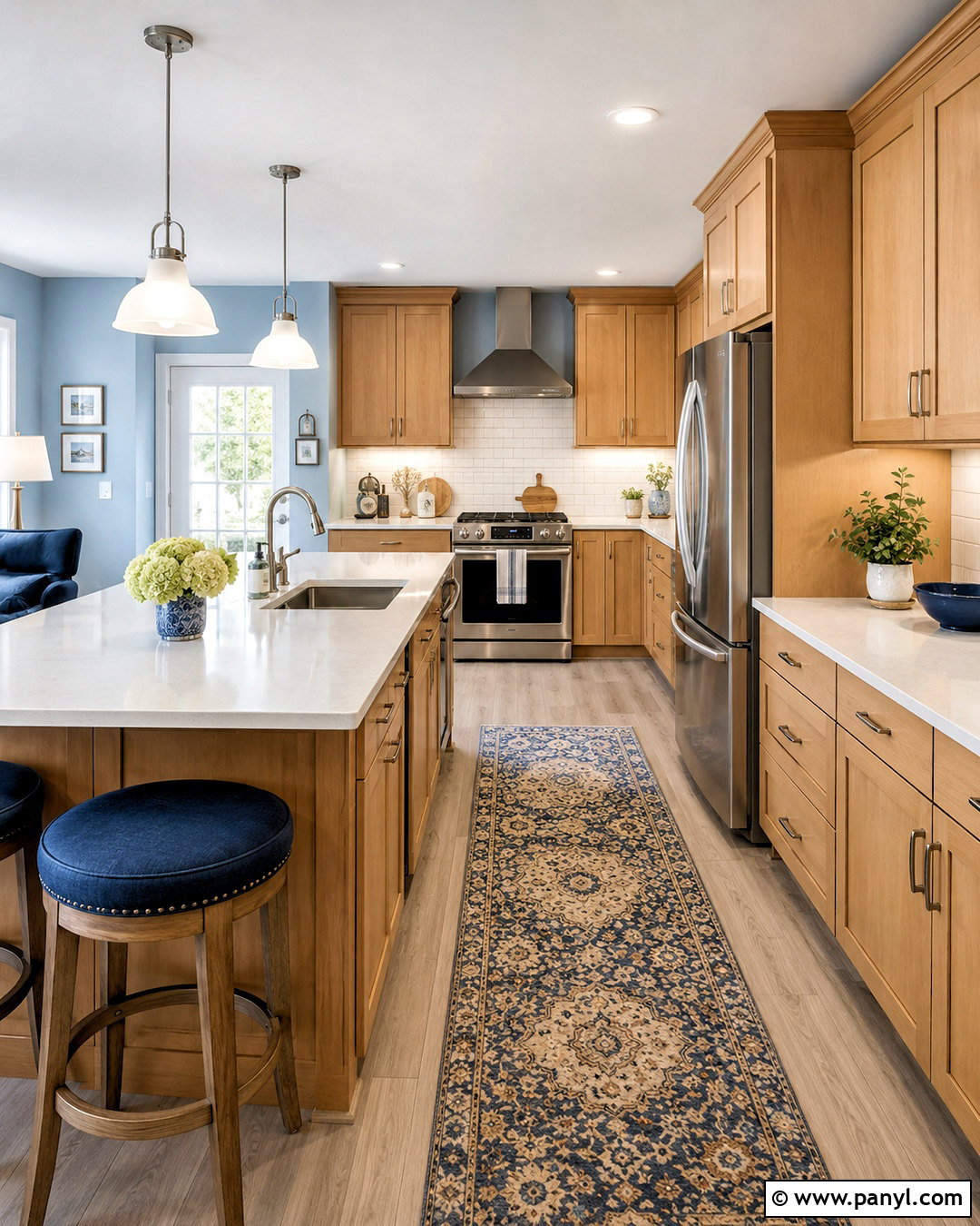 Light Blue Kitchen Walls With Maple Cabinets - 40 kitchen wall color ideas