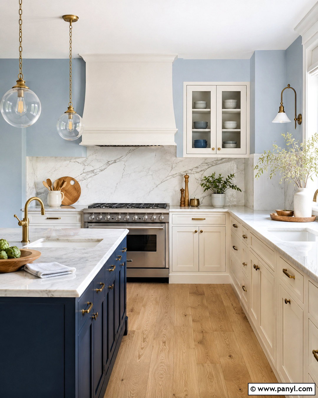 Light Blue Kitchen Walls With Marble Backsplash - 40 light blue kitchen walls