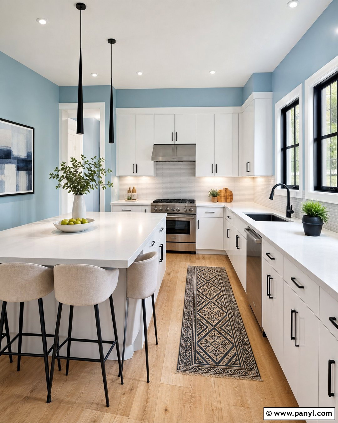 Light Blue Kitchen Walls With Matte Black Accents - 25 Light Blue Walls Kitchen Ideas