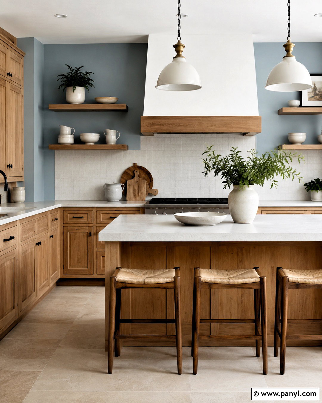 Light Blue Kitchen Walls With Oak Cabinets - 40 light blue kitchen walls