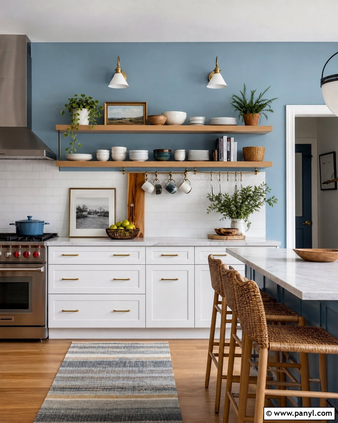 Light Blue Kitchen Walls With Open Shelving - 25 Light Blue Walls Kitchen Ideas