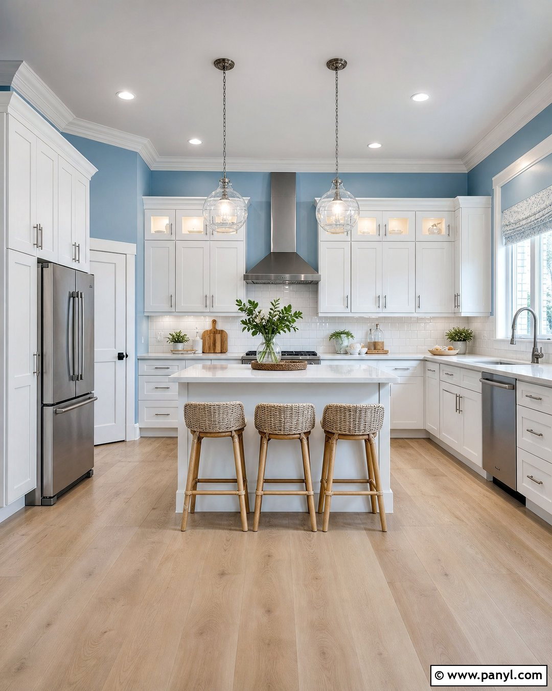 Light Blue Kitchen Walls With White Cabinets - 35 blue walls kitchen ideas