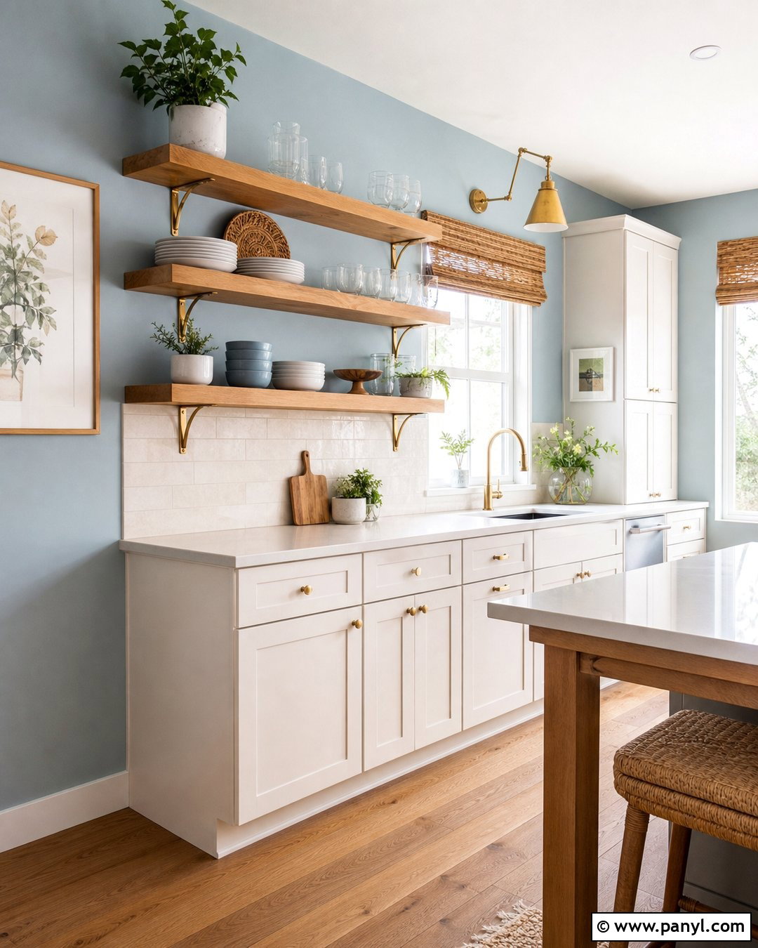 Light Blue Kitchen Walls With Wood Shelves - 20 Light Blue For Kitchen Walls