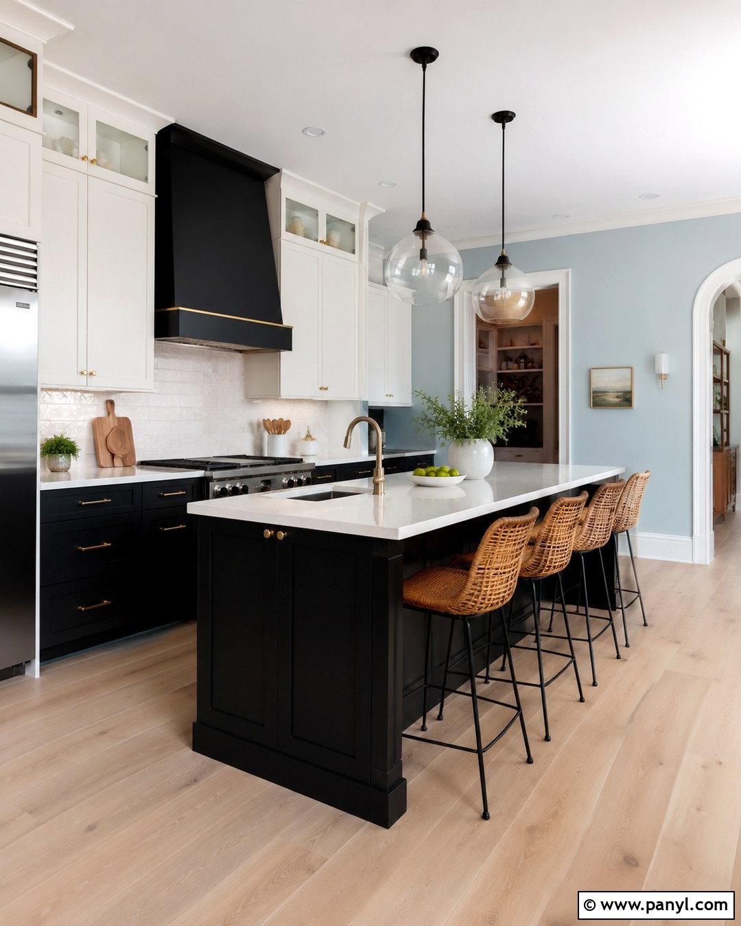 Light Blue Kitchen With Black Cabinet Trim - 20 Light Blue Walls With Black Trim Ideas