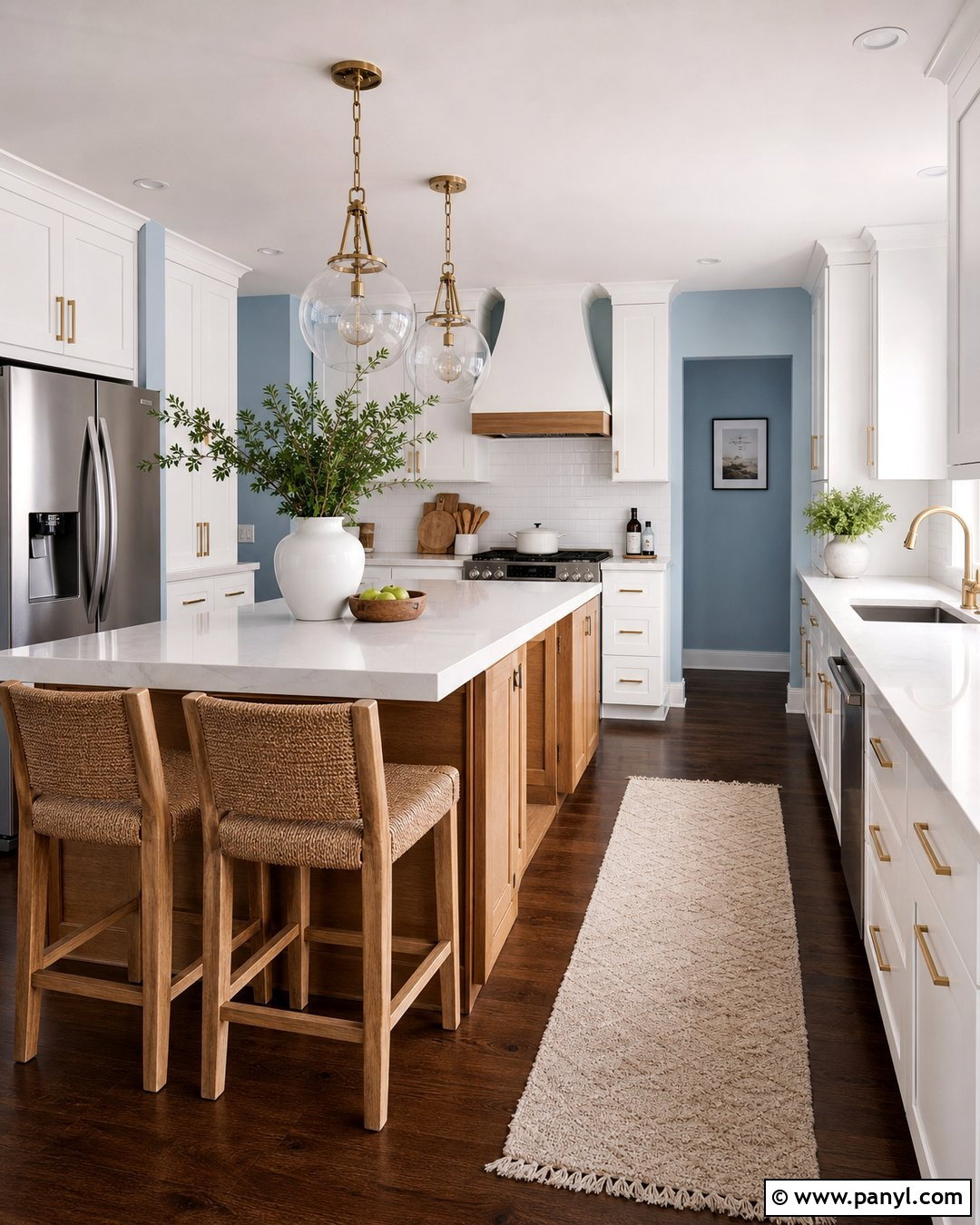 Light Blue Kitchen With Dark Wood Floors - 20 Light Blue Walls With Dark Floors