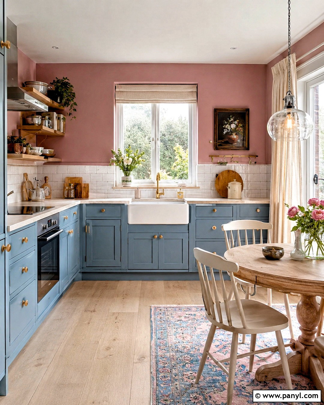 Light Blue Kitchen With Dusty Pink Walls - 20 blue and pink kitchen ideas