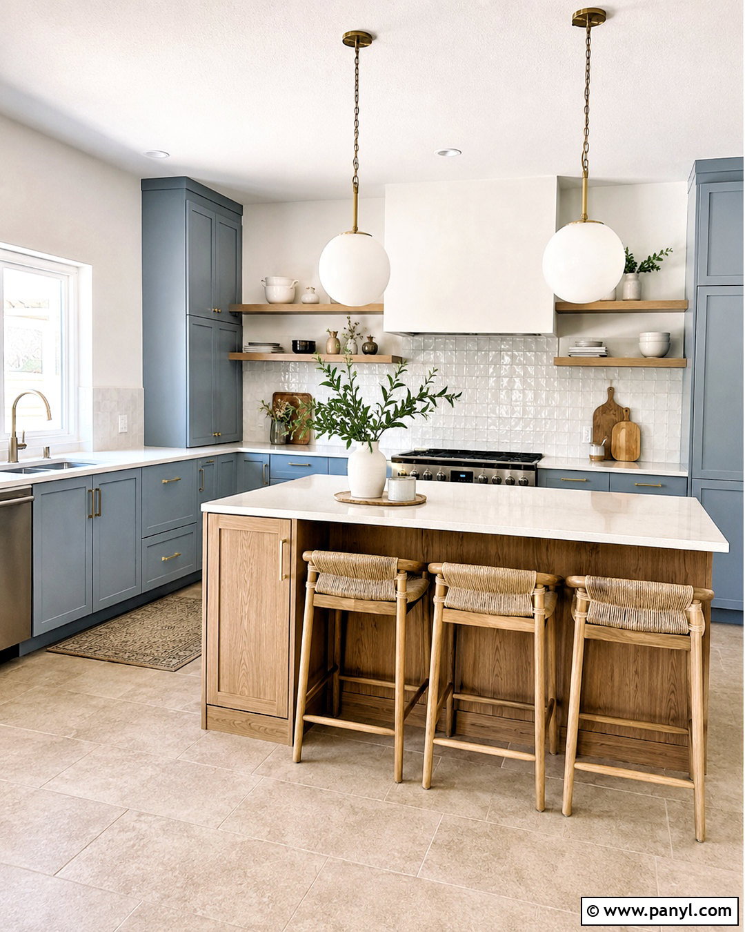 Light Blue Kitchen With Oak Cabinets - 20 blue kitchens ideas
