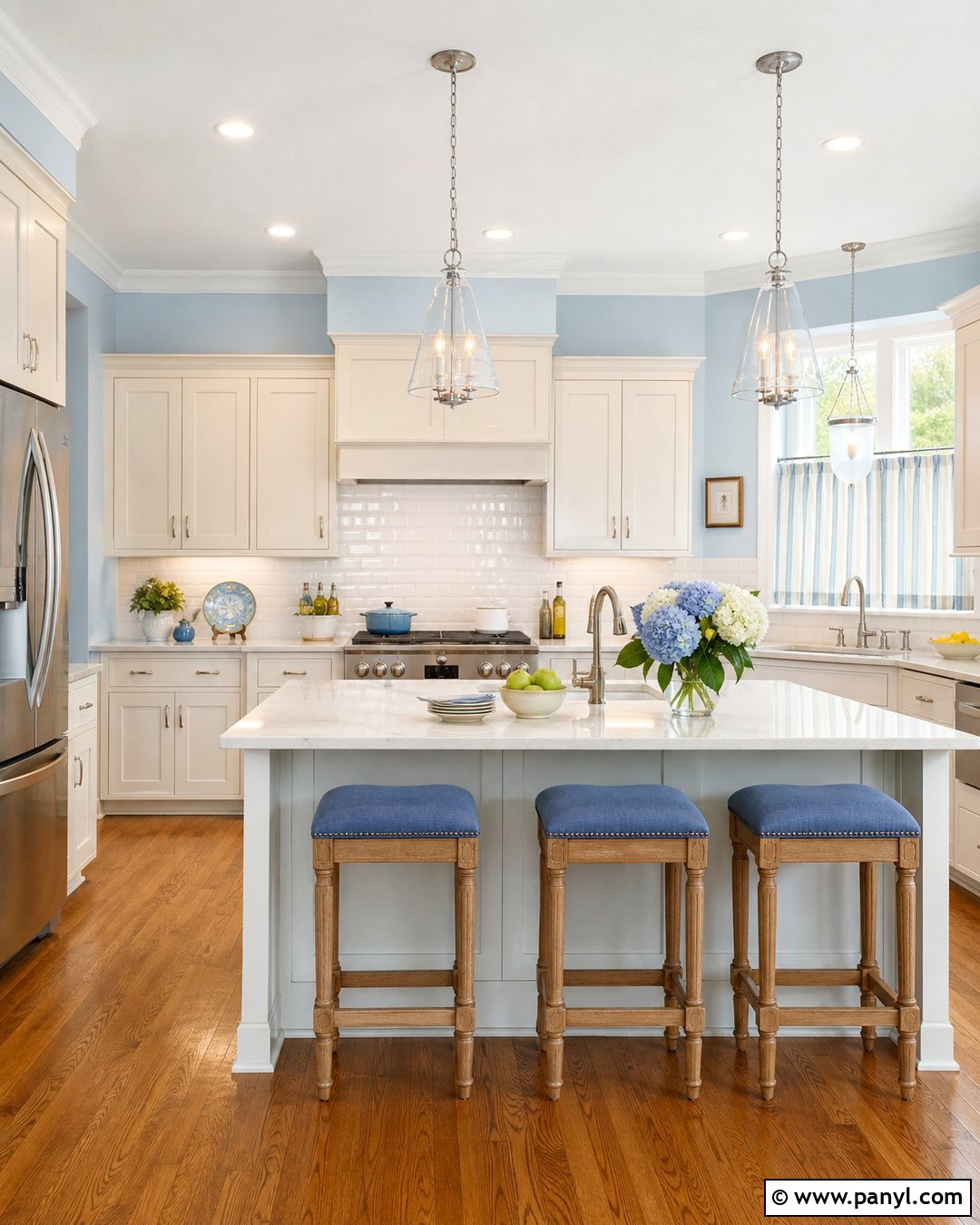 Light Blue Kitchen With White Cabinets - 35 Light Blue Wall Color Ideas