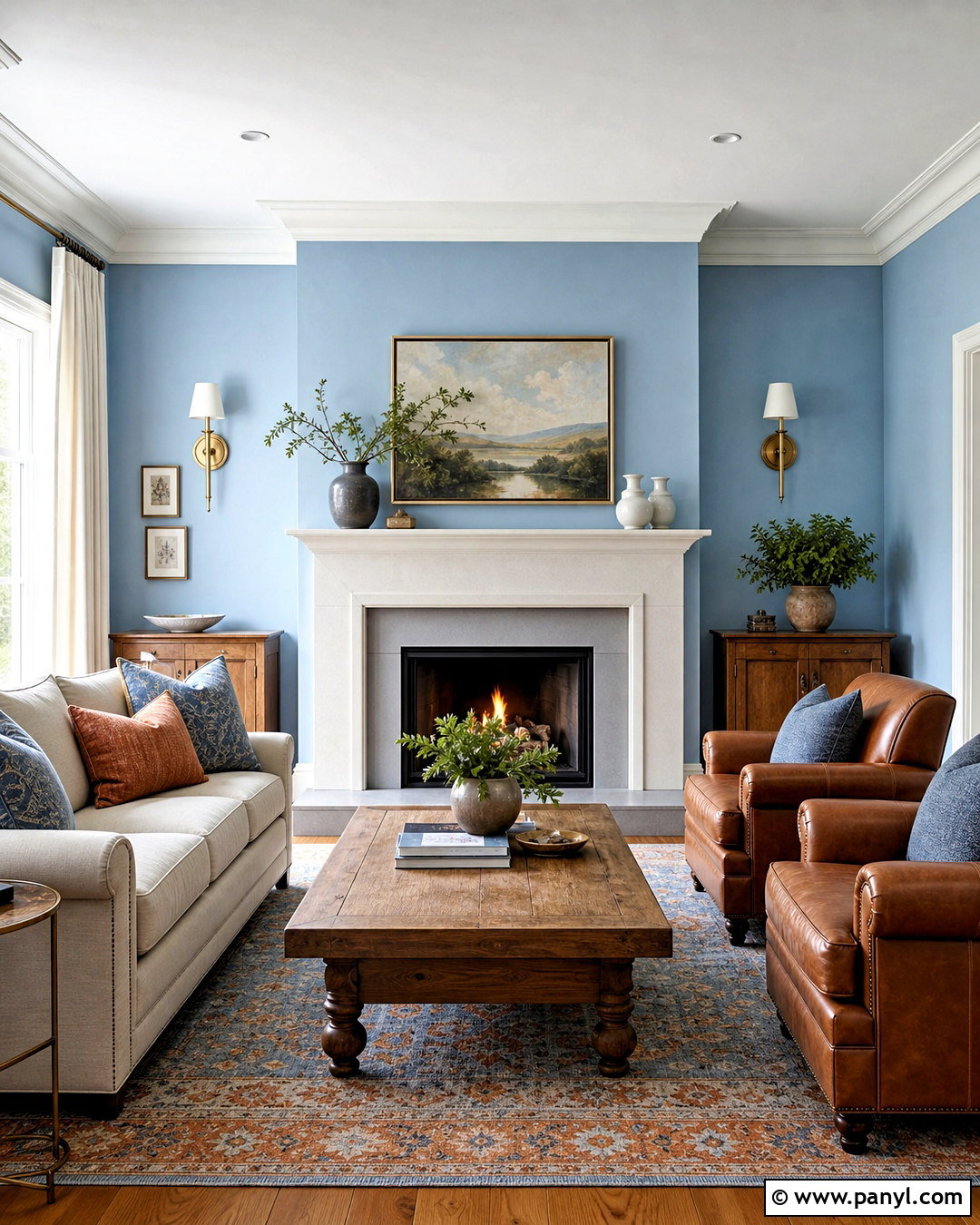 Light Blue Living Room Walls With A Fireplace - 20 light blue living room walls