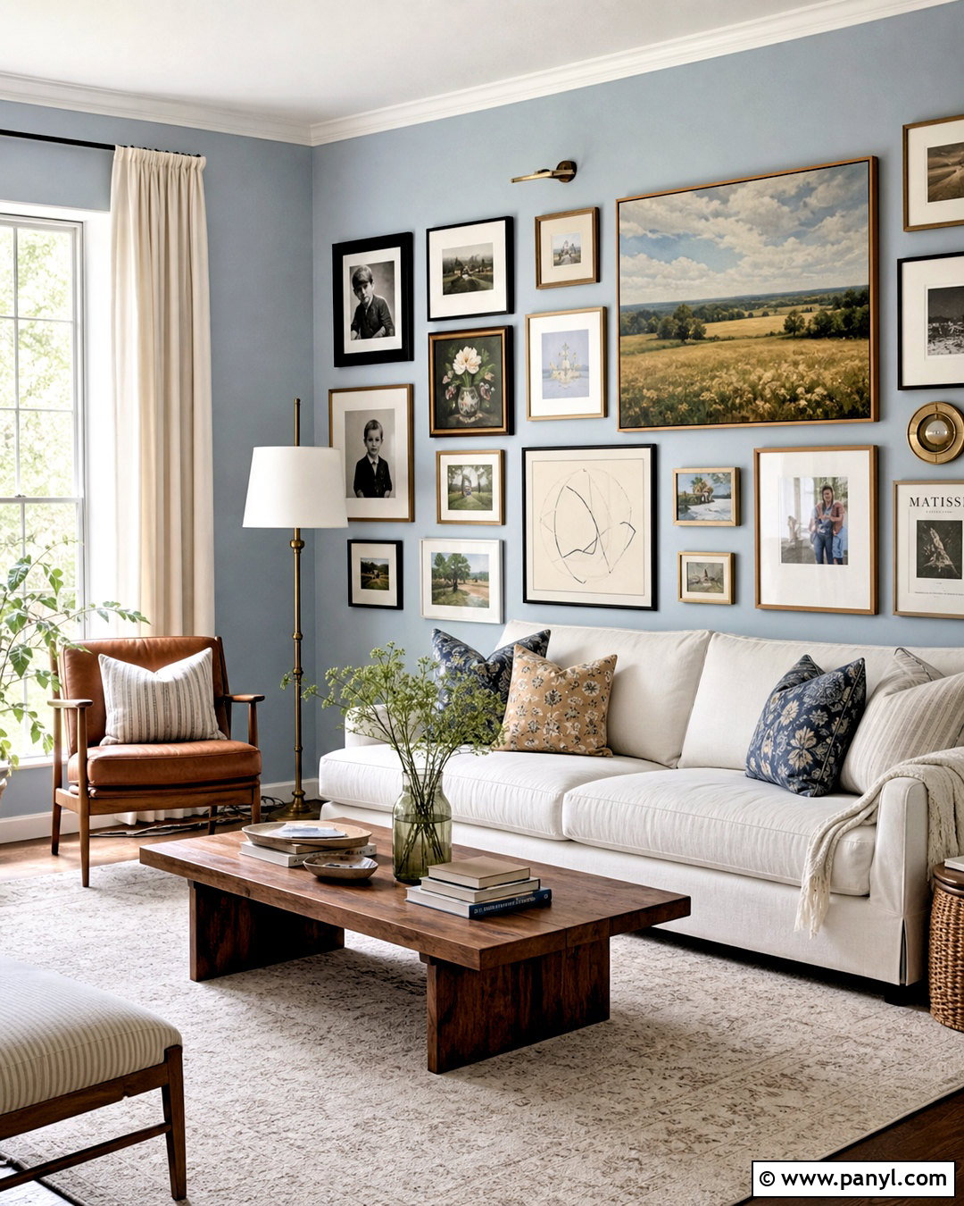 Light Blue Living Room Walls With A Gallery Wall - 20 light blue living room walls