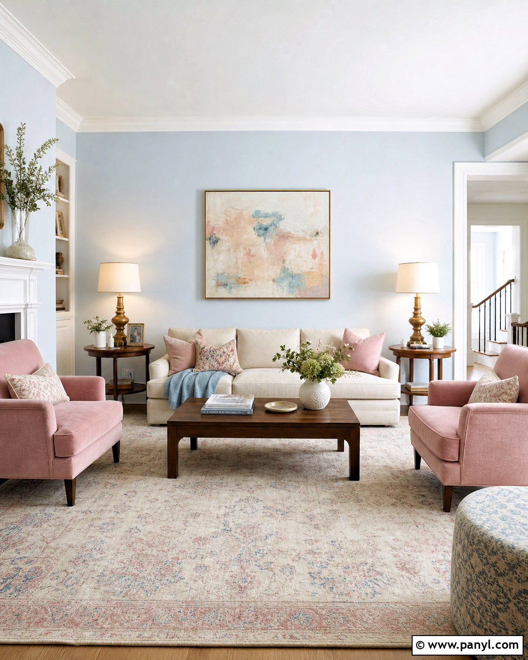 Light Blue Living Room Walls With Blush Pink - 20 light blue living room walls