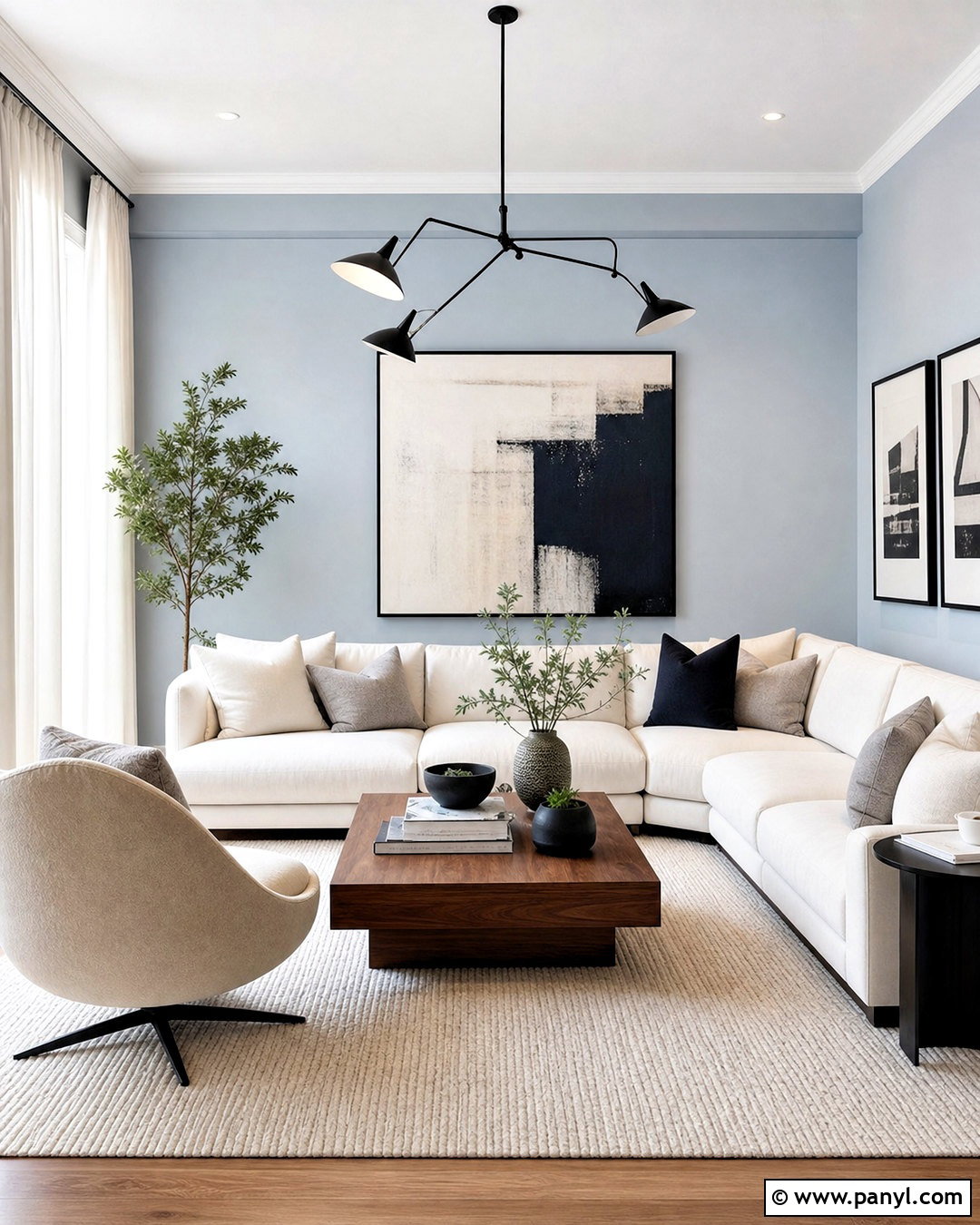 Light Blue Living Room Walls With Modern Neutral Furniture - 20 light blue living room walls
