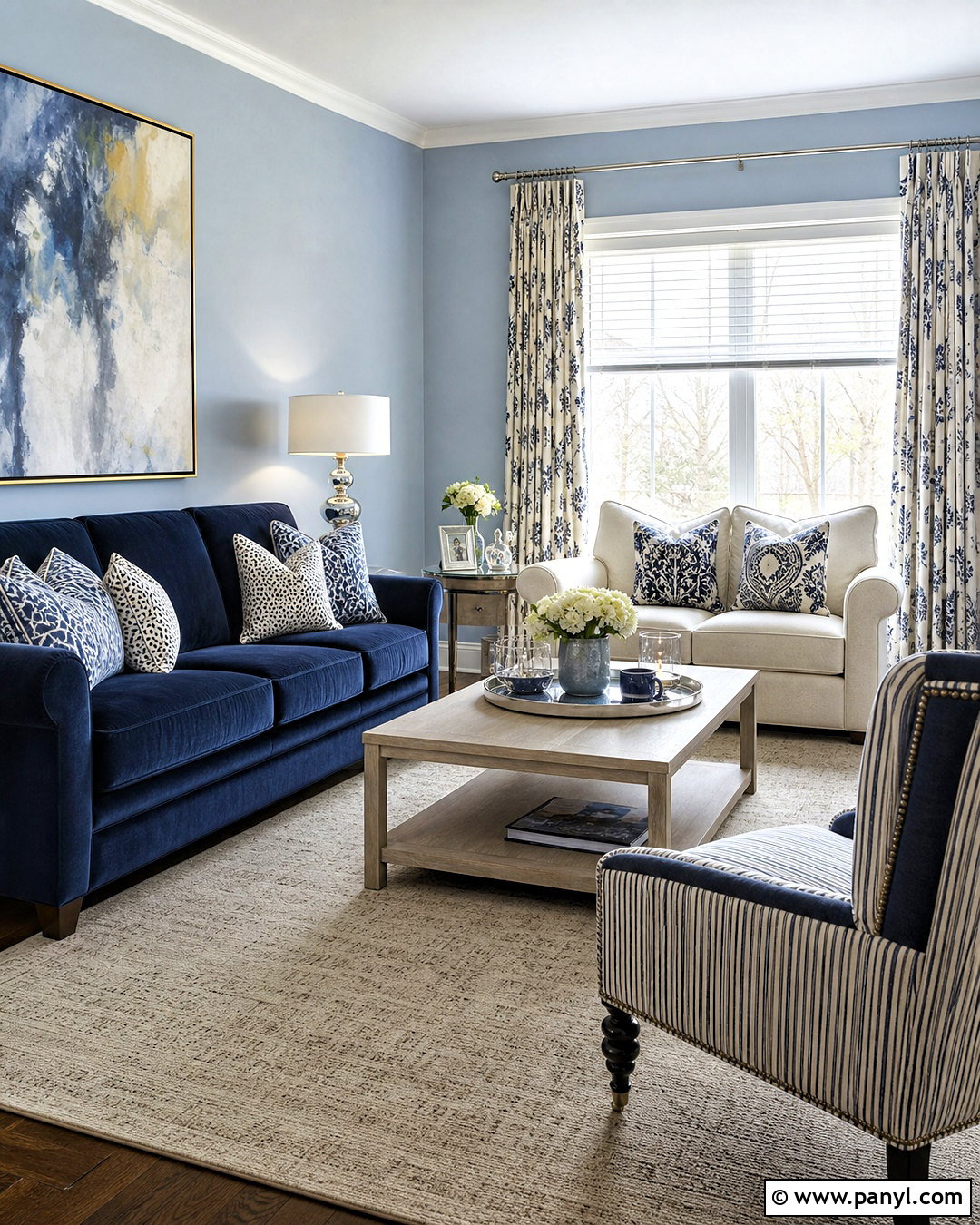Light Blue Living Room Walls With Navy Accents - 20 light blue living room walls