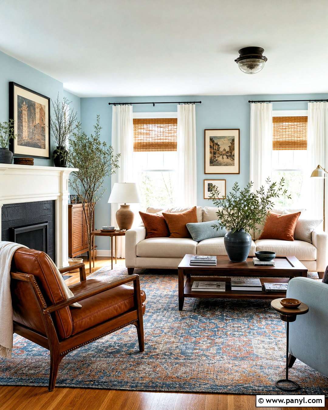Light Blue Living Room Walls With Terracotta Accents - 20 light blue living room walls