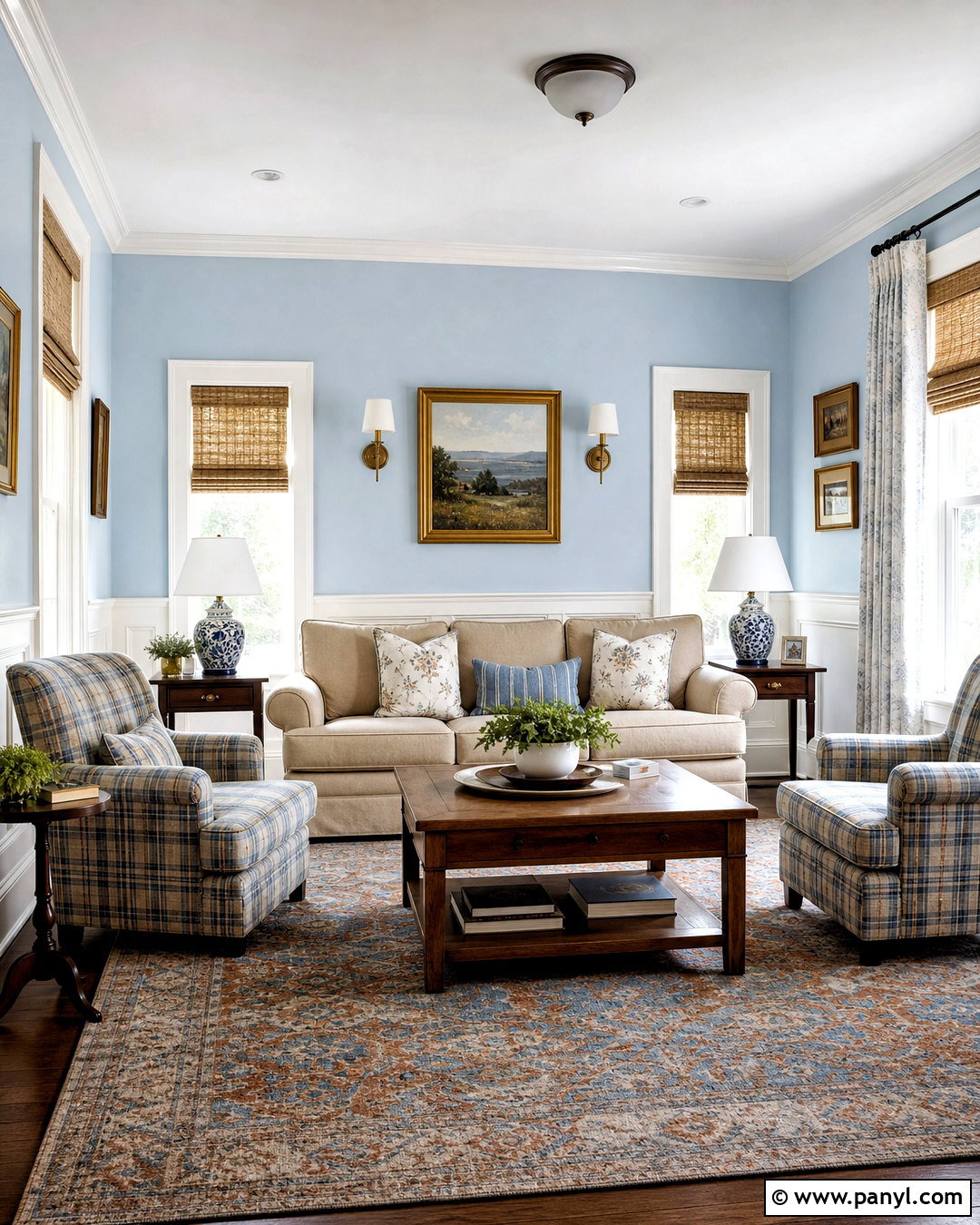 Light Blue Living Room Walls With White Wainscoting - 20 light blue living room walls