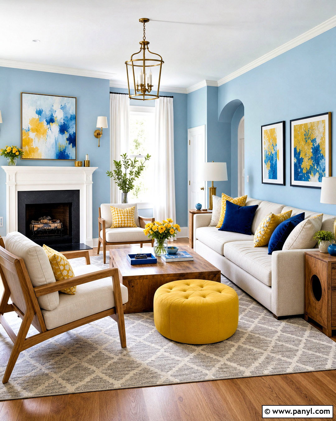 Light Blue Living Room Walls With Yellow Accents - 20 light blue living room walls