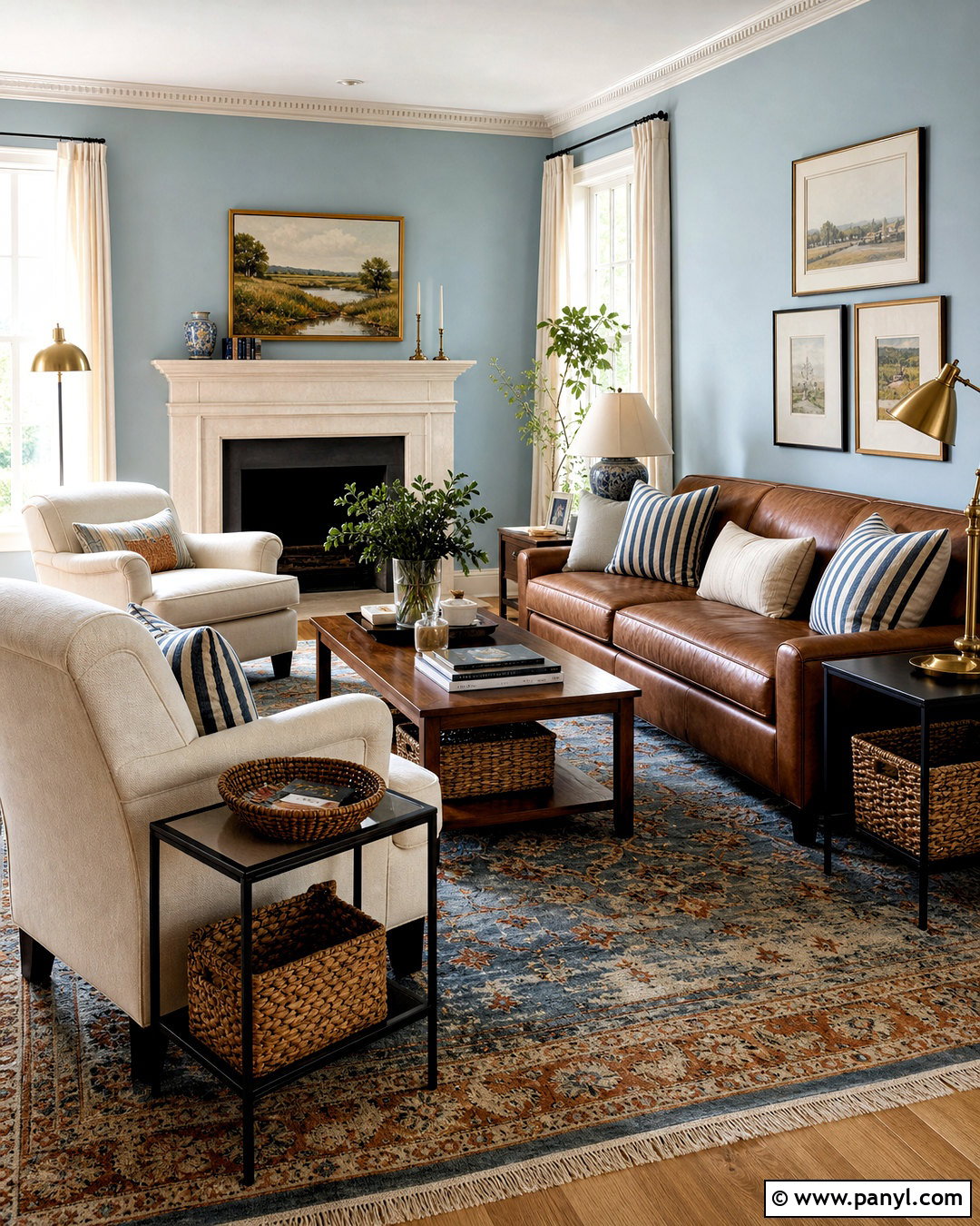 Light Blue Living Room With Brown Leather - 20 light blue living room ideas