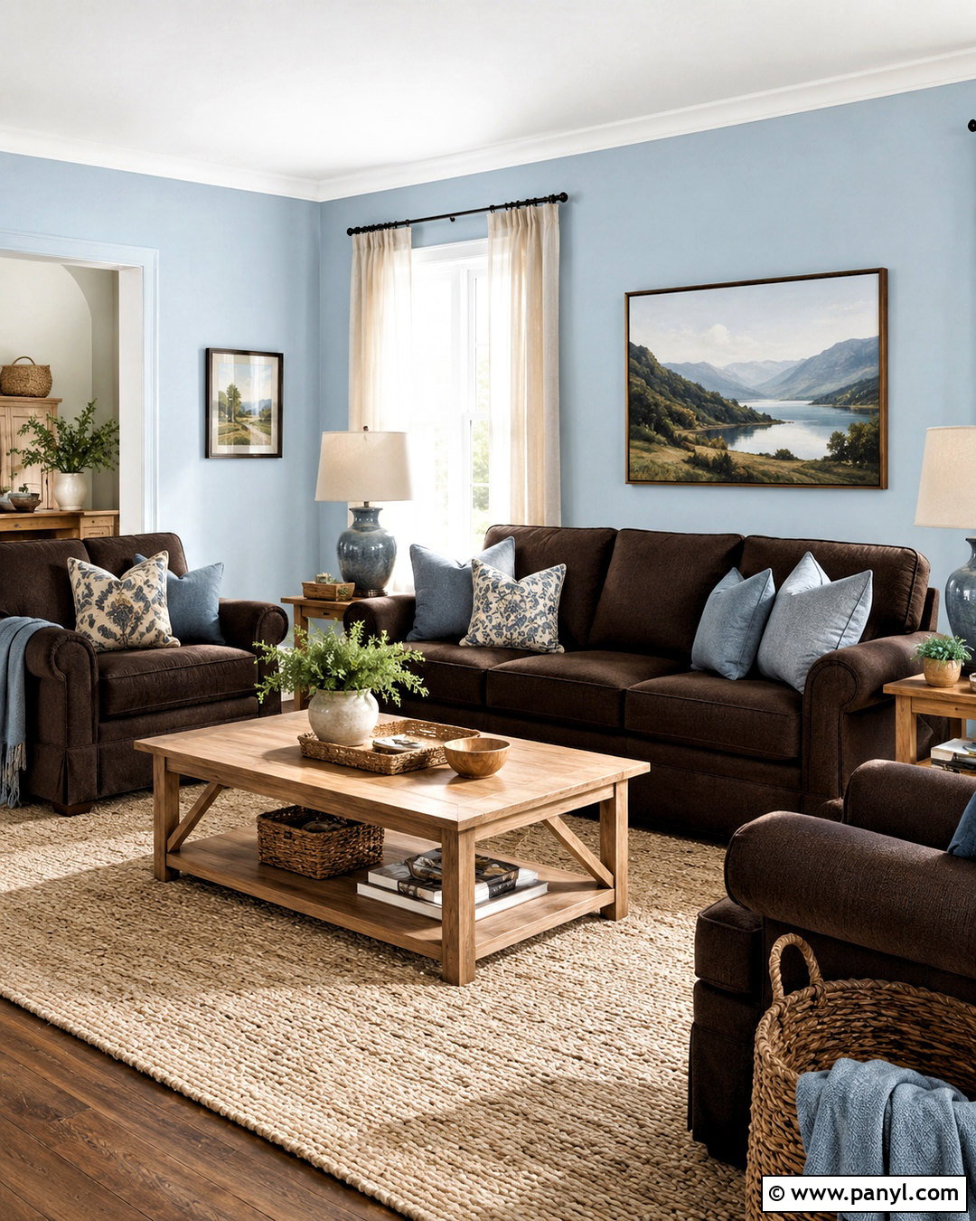 Light Blue Living Room With Chocolate Brown Furniture - 20 brown and blue living room ideas