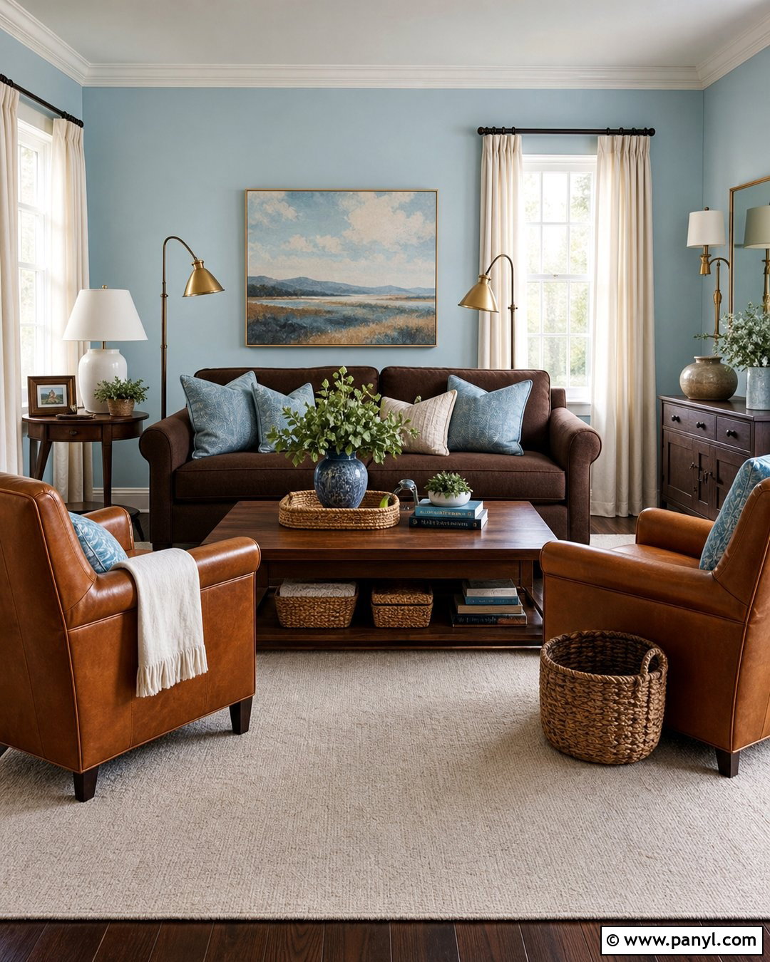 20 Light Blue Walls With Dark Brown Furniture Ideas That Work