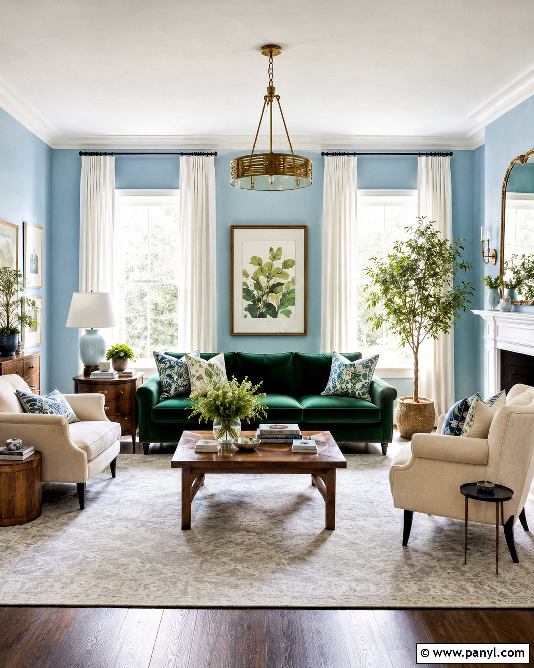 Light Blue Living Room With Emerald Green - 20 light blue living room color scheme ideas