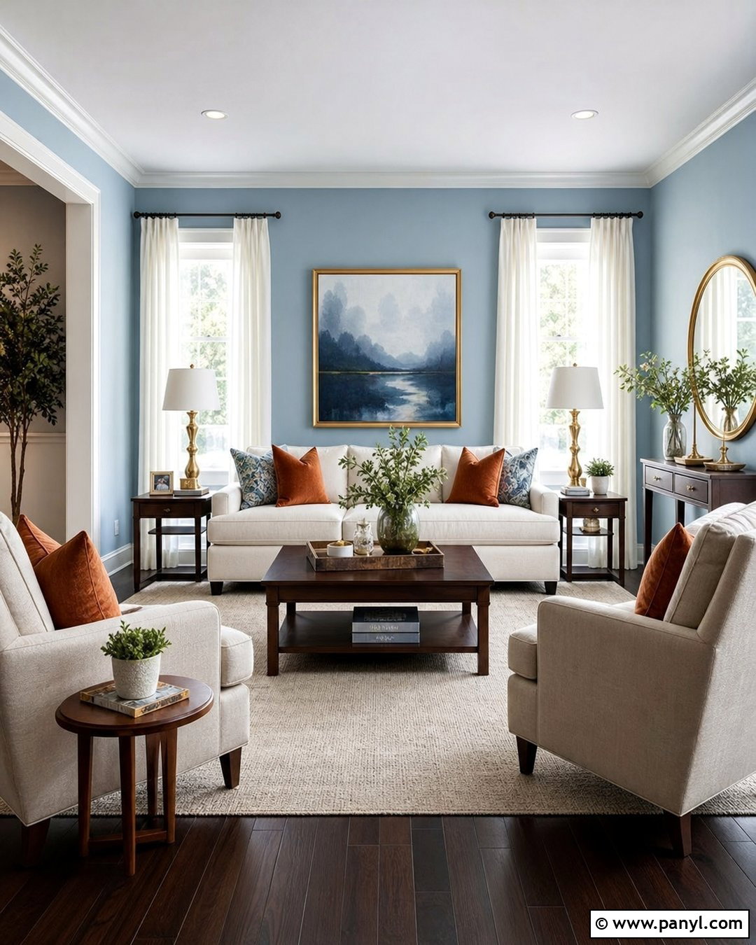 Light Blue Living Room With Espresso Floors - 20 Light Blue Walls With Dark Floors